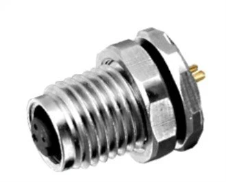 Panneau femelle M5 à souder A-Codage 4 broches, fixation avant